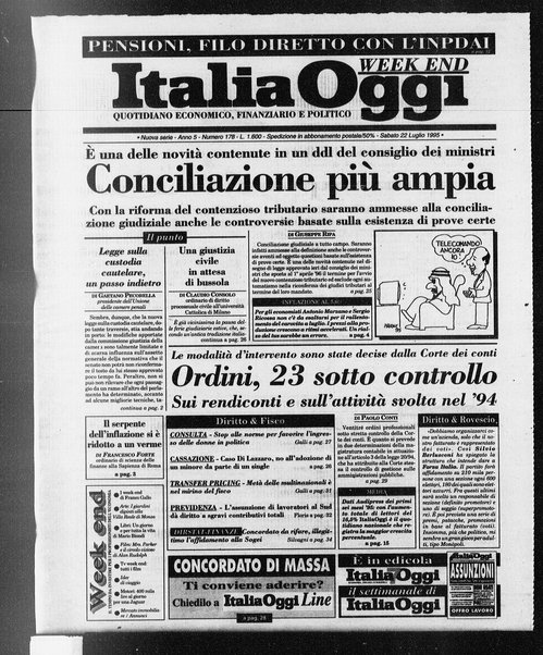 Italia oggi : quotidiano di economia finanza e politica